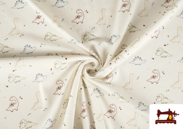 Vente en ligne de Tissu jersey Dinosaures Colorés Vente en ligne de Tissu jersey Dinosaures Colorés