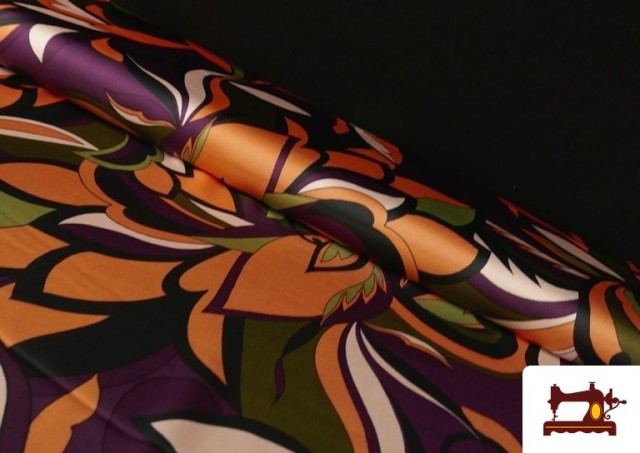 Tissu Crêpe Satin Imprimé Floral Moderne