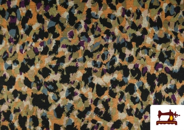 Vente de Tissu Punto Roma Imprimé Pinceaux Animalier couleur Moutarde