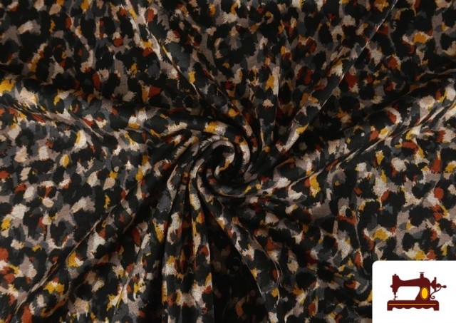 Acheter en ligne Tissu Punto Roma Imprimé Pinceaux Animalier couleur Noir