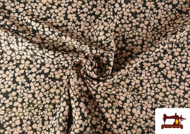 Vente en ligne de Tissu Viscose Froissée Fleurs Rose Pâle