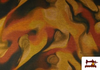 Vente de Tissu jersey roma imprimé effets aquarelle tons terre couleur Ocre moutarde