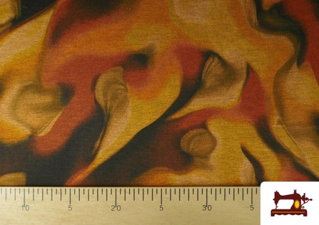 Acheter en ligne Tissu jersey roma imprimé effets aquarelle tons terre