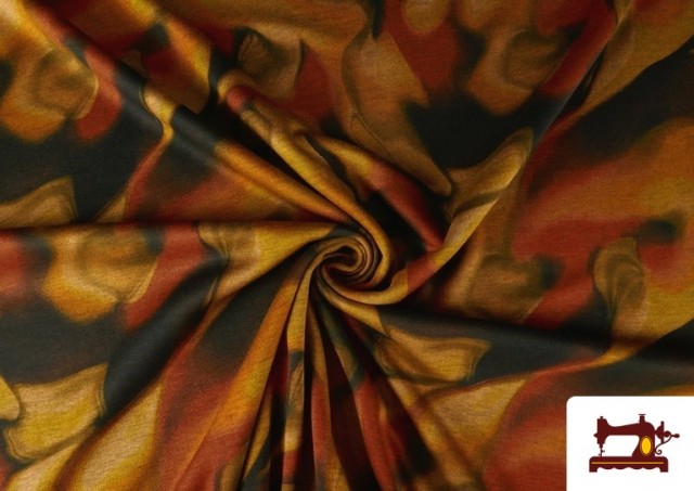 Vente en ligne de Tissu jersey roma imprimé effets aquarelle tons terre