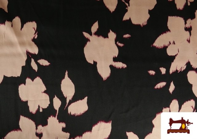 Acheter Tissu viscose satinée imprimé fleurs pressées couleur Rose pâle