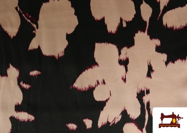 Vente de Tissu viscose satinée imprimé fleurs pressées couleur Rose pâle