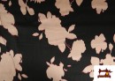 Vente en ligne de Tissu viscose satinée imprimé fleurs pressées couleur Rose pâle