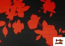 Vente de Tissu viscose satinée imprimé fleurs pressées couleur Rouge