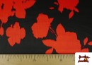 Acheter en ligne Tissu viscose satinée imprimé fleurs pressées couleur Rouge