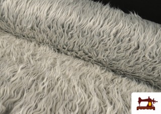 Tissu à Poils Longs Effet Ondulé Gris