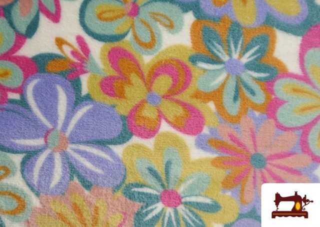 Acheter Tissu Coraline Polaire Douce au Toucher à Motif Floral