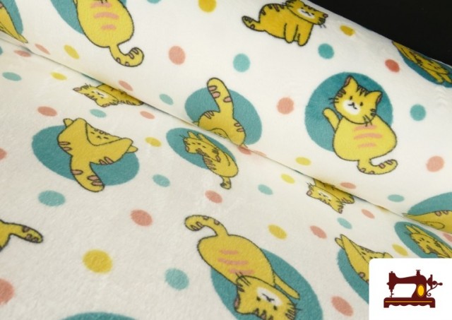 Tissu Coraline Polaire Doux au Toucher Imprimé Chats