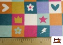 Vente en ligne de Tissu Coraline Polaire Douce au Toucher Imprimé Carreaux, Cœurs et Fleurs