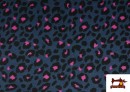 Acheter Tissu Sweat Gratté Imprimé Léopard Fuchsia et Bleu