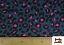 Acheter en ligne Tissu Sweat Gratté Imprimé Léopard Fuchsia et Bleu