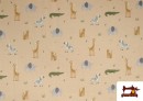 Acheter Tissu Jersey Imprimé Animaux Fond Beige