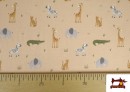 Acheter en ligne Tissu Jersey Imprimé Animaux Fond Beige