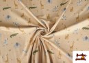 Vente en ligne de Tissu Jersey Imprimé Animaux Fond Beige