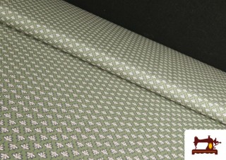 Tissu Popeline Imprimé Bordure Florale Verte