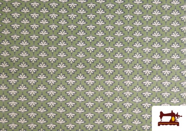 Vente de Tissu Popeline Imprimé Bordure Florale Verte