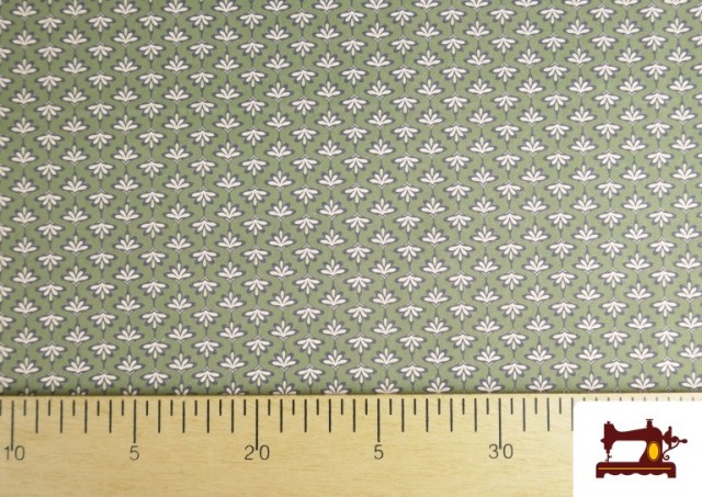Acheter en ligne Tissu Popeline Imprimé Bordure Florale Verte
