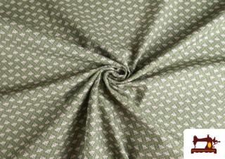 Vente en ligne de Tissu Popeline Imprimé Bordure Florale Verte
