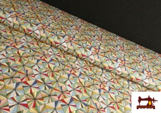 Tissu Popeline Imprimé Géométrique de Couleurs
