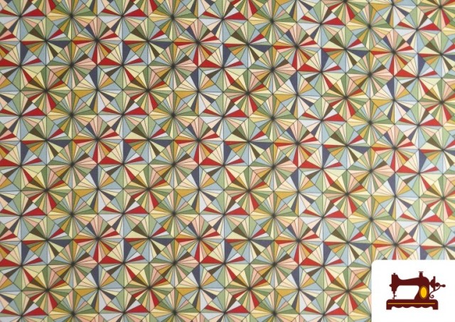 Acheter Tissu Popeline Imprimé Géométrique de Couleurs