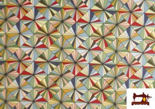Vente de Tissu Popeline Imprimé Géométrique de Couleurs