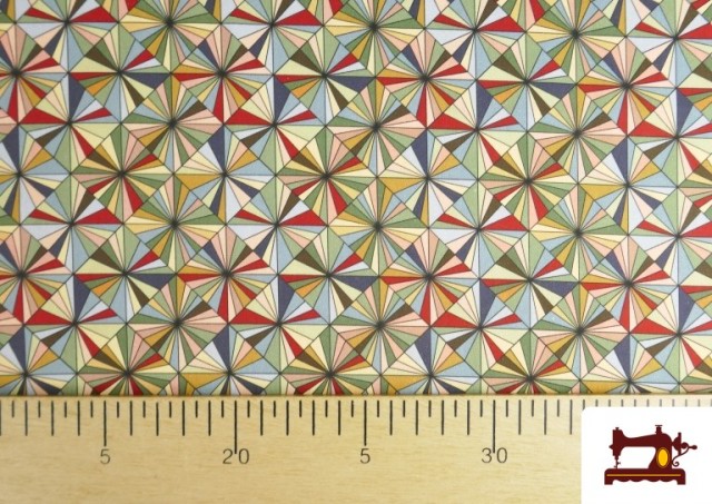 Acheter en ligne Tissu Popeline Imprimé Géométrique de Couleurs