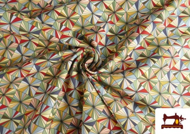 Vente en ligne de Tissu Popeline Imprimé Géométrique de Couleurs