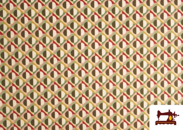 Vente de Tissu Popeline Imprimé Géométrique de Couleurs