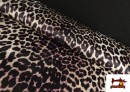 Tissu Crêpe Satin Imprimé Léopard Ton Violet