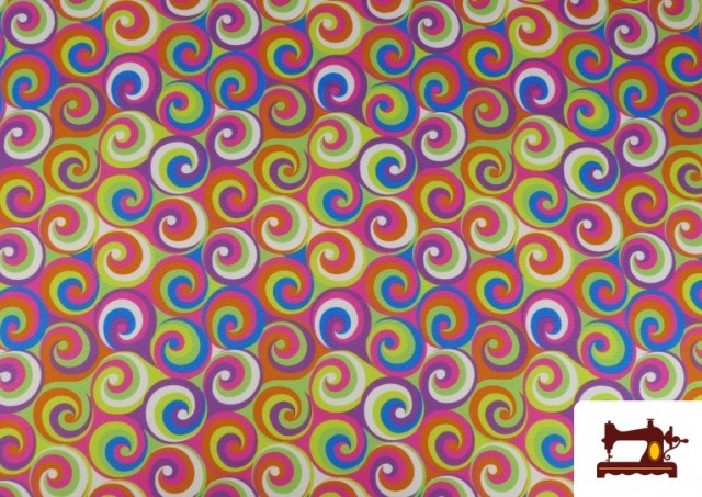 Tissu Stretch Imprimé Spirales Multicolores