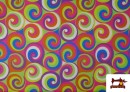 Vente de Tissu Stretch Imprimé Spirales Multicolores