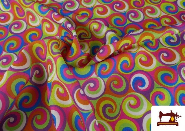 Vente en ligne de Tissu Stretch Imprimé Spirales Multicolores