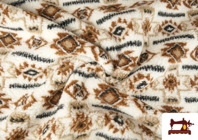 Acheter en ligne Tissu Mouton Imprimé Tribal Ethnique pour Vêtements