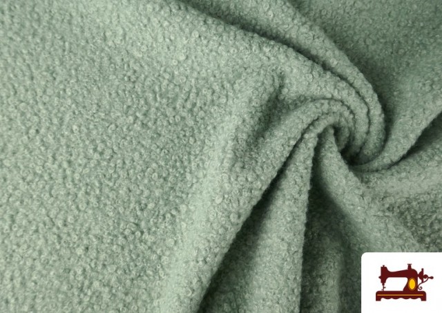 Vente de Tissu Pour Manteau Baguilla Curly Bouclé Coloré couleur Vert menthe