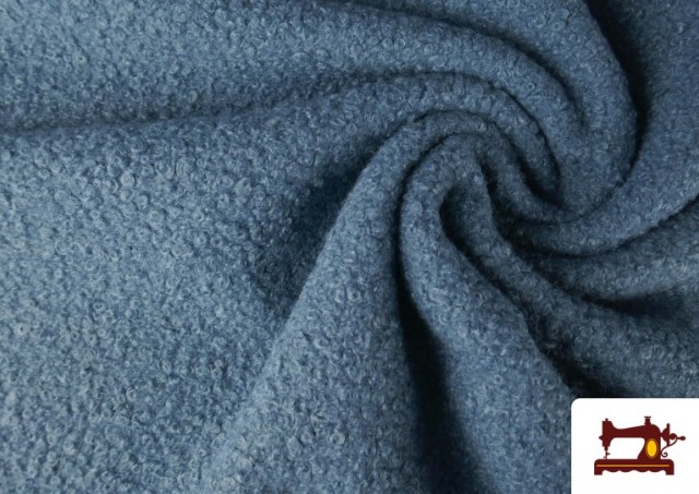 Tissu Pour Manteau Baguilla Curly Bouclé Coloré couleur Bleu