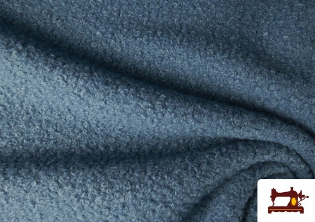 Tissu Pour Manteau Baguilla Curly Bouclé Coloré couleur Bleu