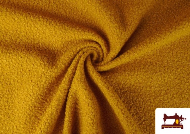 Vente en ligne de Tissu Pour Manteau Baguilla Curly Bouclé Coloré couleur Moutarde