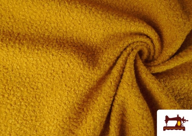 Tissu Pour Manteau Baguilla Curly Bouclé Coloré couleur Moutarde