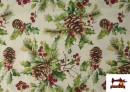 Vente de Tissu Loneta de Noël Pommes de Pin Largeur 140 cm