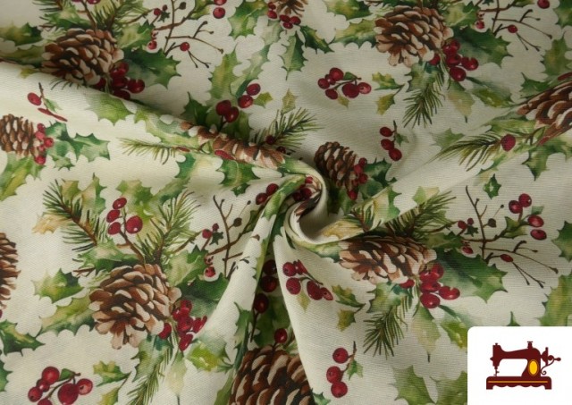 Vente en ligne de Tissu Loneta de Noël Pommes de Pin Largeur 140 cm