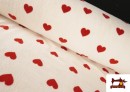 Tissu Coralina Polaire Doux au Toucher Imprimé Cœurs Rouges