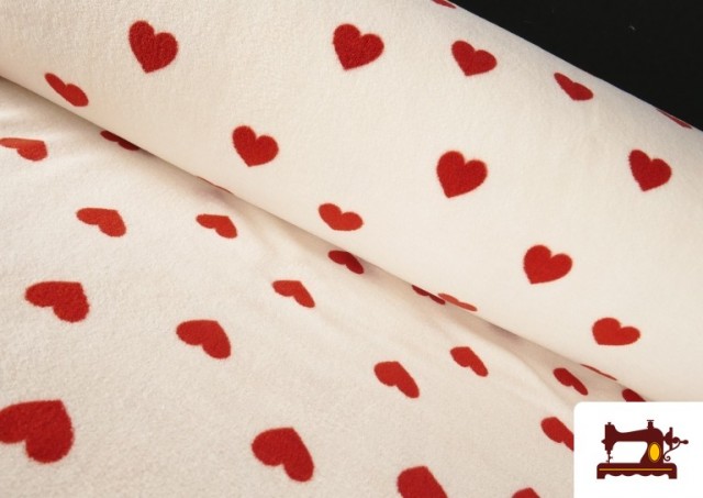 Tissu Coralina Polaire Doux au Toucher Imprimé Cœurs Rouges