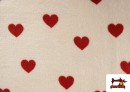 Vente de Tissu Coralina Polaire Doux au Toucher Imprimé Cœurs Rouges