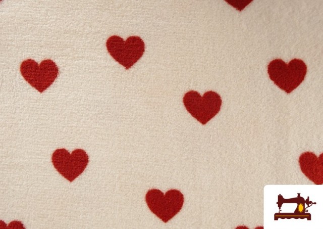 Vente de Tissu Coralina Polaire Doux au Toucher Imprimé Cœurs Rouges