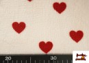 Vente en ligne de Tissu Coralina Polaire Doux au Toucher Imprimé Cœurs Rouges