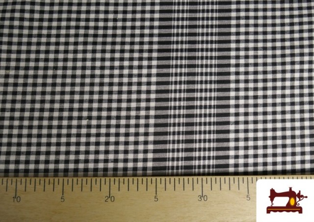 Tissu de Mouchoir Quadrillé Vintage 160 cm couleur Noir